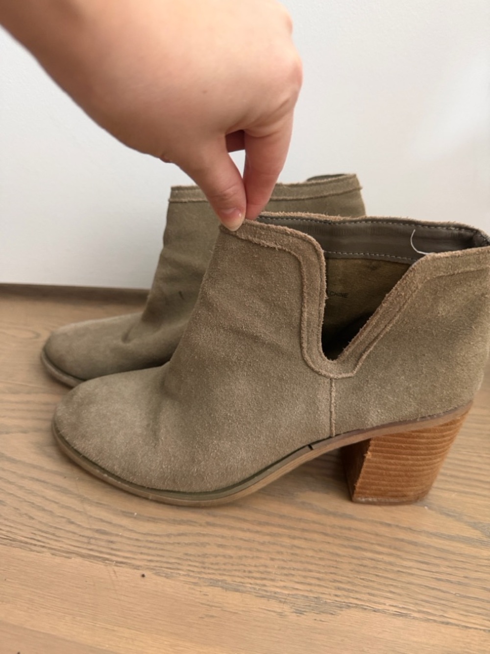 Women’s Taupe Suede Slip-On Ankle Bootie